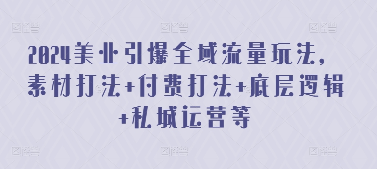 2024美业引爆全域流量玩法，素材打法 付费打法 底层逻辑 私城运营等-圆梦资源网