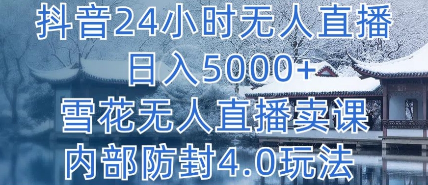 抖音24小时无人直播 日入5000+，雪花无人直播卖课，内部防封4.0玩法【揭秘】-圆梦资源网