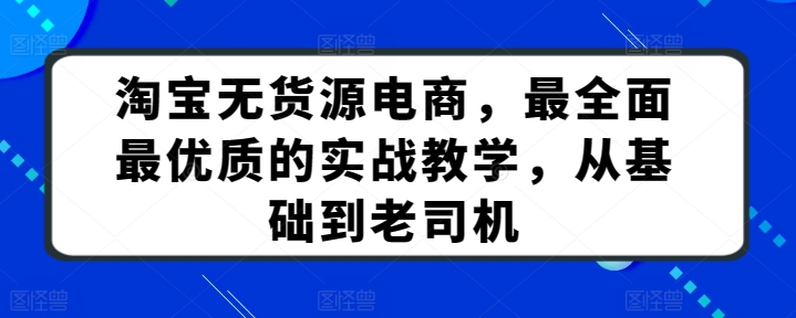 淘宝无货源电商，最全面最优质的实战教学，从基础到老司机-圆梦资源网