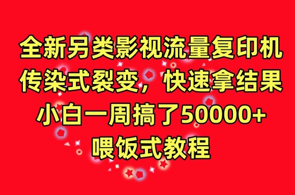 全新另类影视流量复印机，传染式裂变，快速拿结果，小白一周搞了50000+，喂饭式教程【揭秘】-圆梦资源网