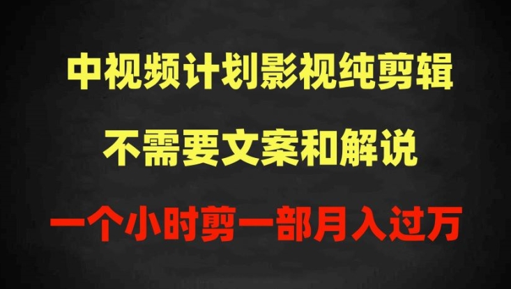 中视频计划影视纯剪辑，不需要文案和解说，一个小时剪一部，100%过原创月入过万【揭秘】-圆梦资源网