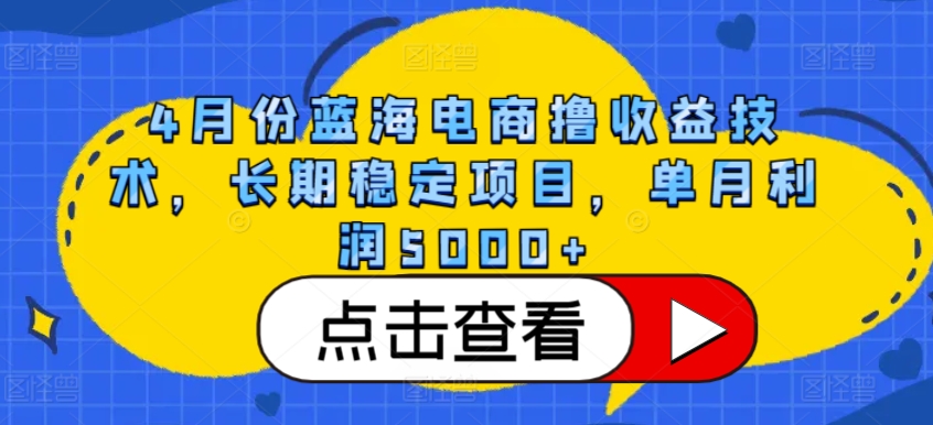 4月份蓝海电商撸收益技术，长期稳定项目，单月利润5000+【揭秘】-圆梦资源网