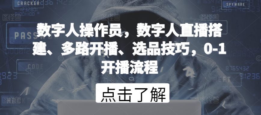 数字人操作员，数字人直播搭建、多路开播、选品技巧，0-1开播流程-圆梦资源网