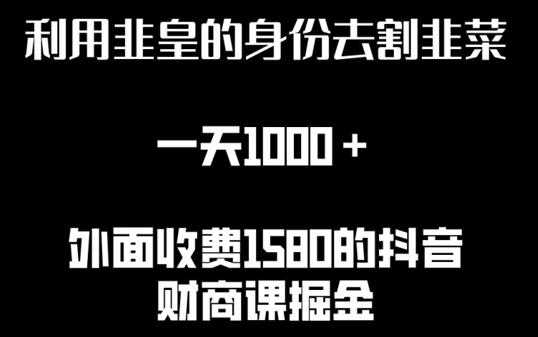 利用非皇的身份去割韭菜，一天1000+(附详细资源)【揭秘】-圆梦资源网