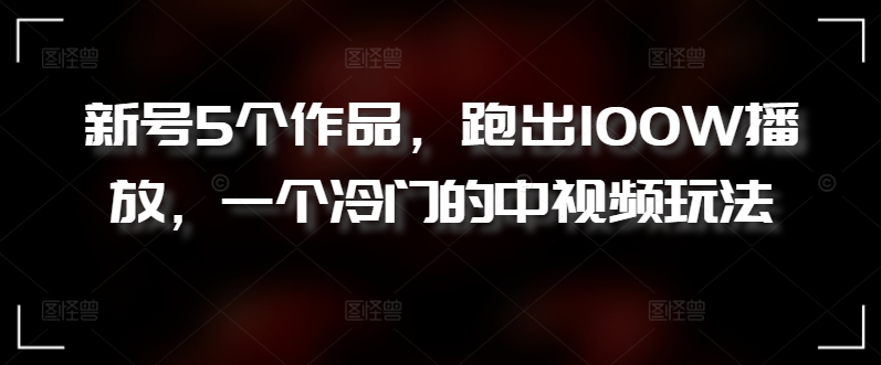 新号5个作品，跑出100W播放，一个冷门的中视频玩法【揭秘】-圆梦资源网