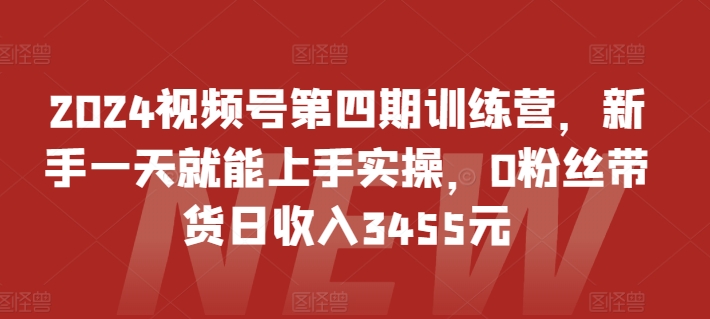 2024视频号第四期训练营，新手一天就能上手实操，0粉丝带货日收入3455元-圆梦资源网