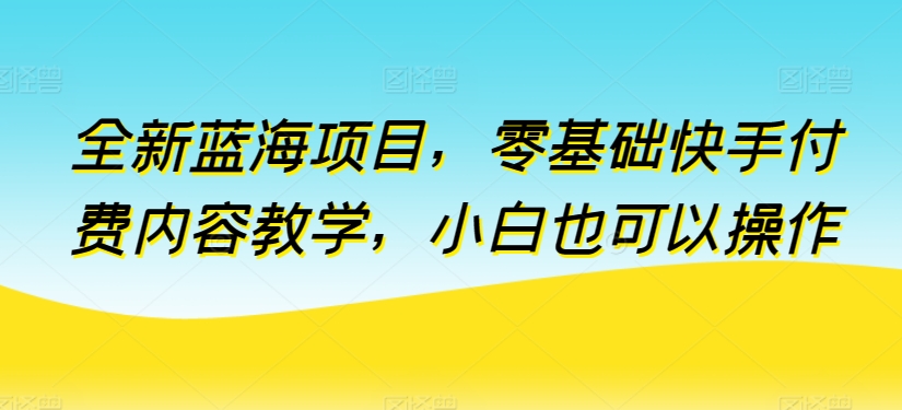 全新蓝海项目，零基础快手付费内容教学，小白也可以操作【揭秘】-圆梦资源网