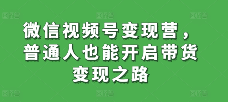 微信视频号变现营，普通人也能开启带货变现之路-圆梦资源网