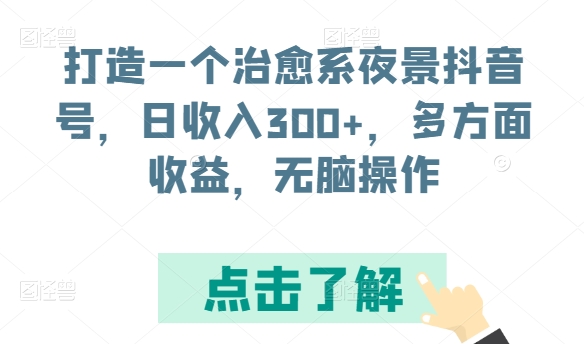 打造一个治愈系夜景抖音号，日收入300+，多方面收益，无脑操作【揭秘】-圆梦资源网