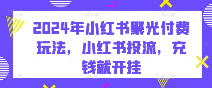 2024年小红书聚光付费玩法，小红书投流，充钱就开挂-圆梦资源网