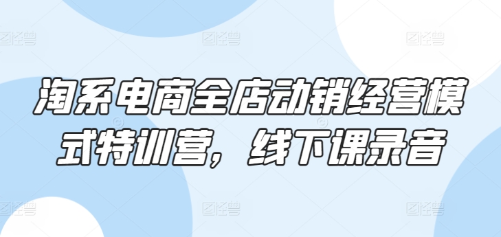淘系电商全店动销经营模式特训营，线下课录音-圆梦资源网
