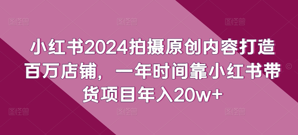 小红书2024拍摄原创内容打造百万店铺，一年时间靠小红书带货项目年入20w+-圆梦资源网
