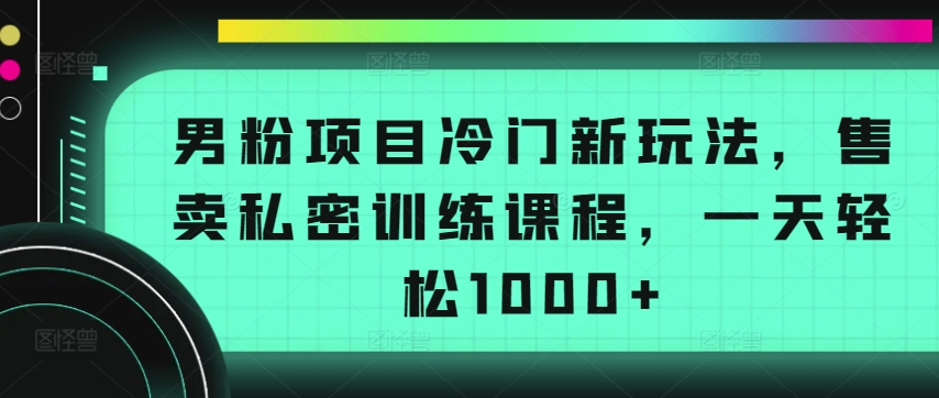 男粉项目冷门新玩法，售卖私密训练课程，一天轻松1000+【揭秘】-圆梦资源网