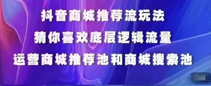 抖音商城运营课程，猜你喜欢入池商城搜索商城推荐人群标签覆盖-圆梦资源网