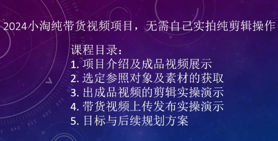 2024小淘纯带货视频项目，无需自己实拍纯剪辑操作-圆梦资源网