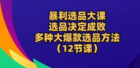 暴利选品大课：选品决定成败，教你多种大爆款选品方法(12节课)-圆梦资源网