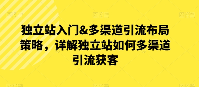 独立站入门&多渠道引流布局策略，详解独立站如何多渠道引流获客-圆梦资源网