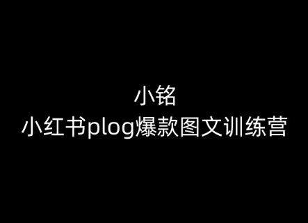 小铭-小红书plog爆款图文训练营，教你从0-1做小红书-圆梦资源网