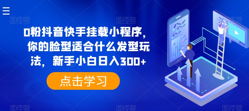 0粉抖音快手挂载小程序，你的脸型适合什么发型玩法，新手小白日入300+【揭秘】-圆梦资源网