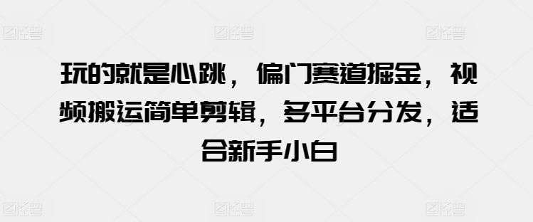 玩的就是心跳，偏门赛道掘金，视频搬运简单剪辑，多平台分发，适合新手小白【揭秘】-圆梦资源网
