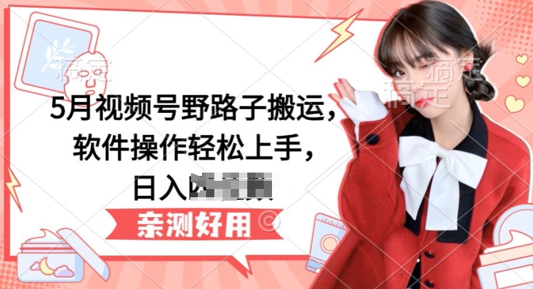 5月视频号野路子搬运，软件操作轻松上手，日入三位数【揭秘】-圆梦资源网