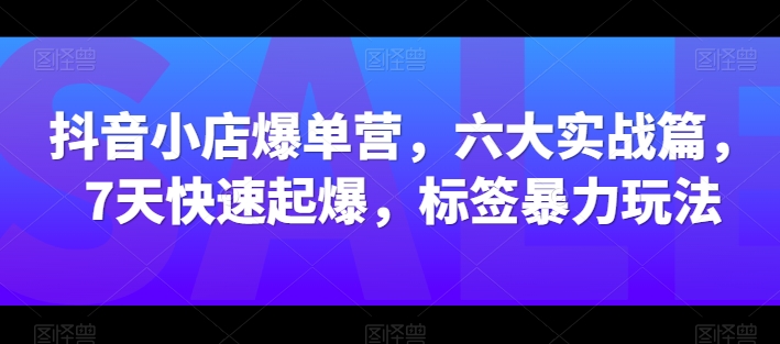 抖音小店爆单营，六大实战篇，7天快速起爆，标签暴力玩法-圆梦资源网