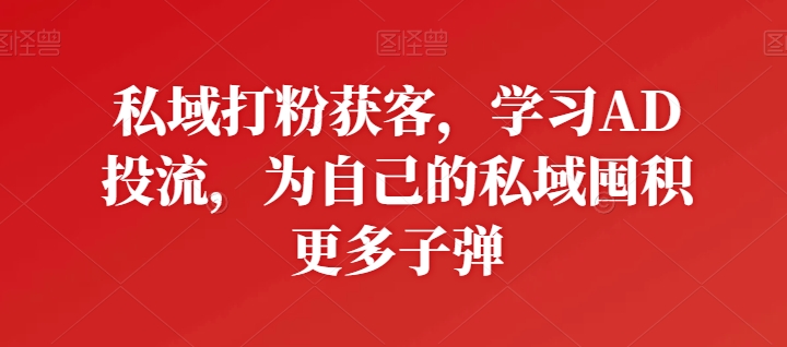 私域打粉获客，学习AD投流，为自己的私域囤积更多子弹-圆梦资源网