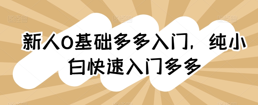 新人0基础多多入门，​纯小白快速入门多多-圆梦资源网