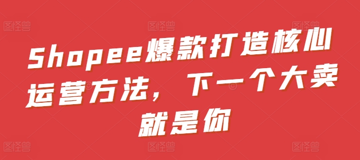 Shopee爆款打造核心运营方法，下一个大卖就是你-圆梦资源网