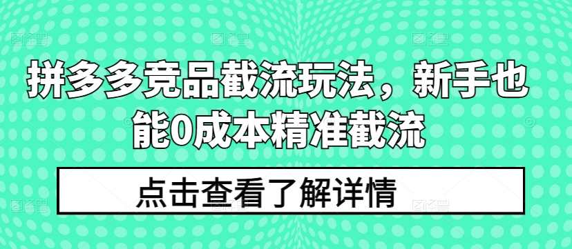 拼多多竞品截流玩法，新手也能0成本精准截流-圆梦资源网