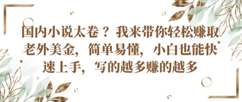 国内小说太卷 ?带你轻松赚取老外美金，简单易懂，小白也能快速上手，写的越多赚的越多【揭秘】-圆梦资源网