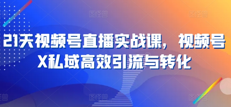 21天视频号直播实战课，视频号X私域高效引流与转化-圆梦资源网