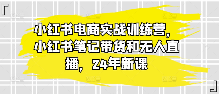 小红书电商实战训练营，小红书笔记带货和无人直播，24年新课-圆梦资源网