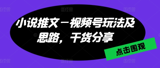 小说推文—视频号玩法及思路，干货分享-圆梦资源网