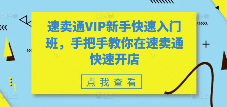 速卖通VIP新手快速入门班，手把手教你在速卖通快速开店-圆梦资源网