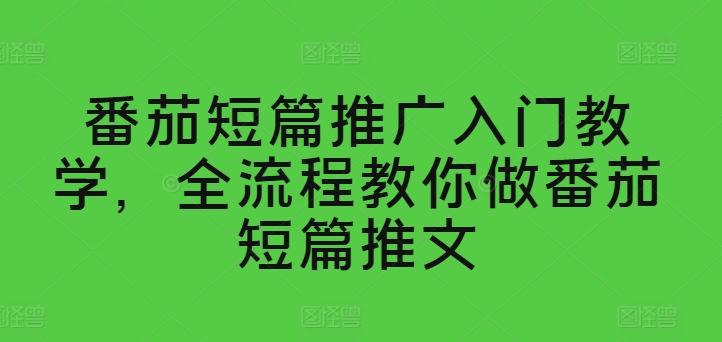 番茄短篇推广入门教学，全流程教你做番茄短篇推文-圆梦资源网