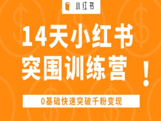 14天小红书突围训练营 ，0基础快速突破千粉变现-圆梦资源网