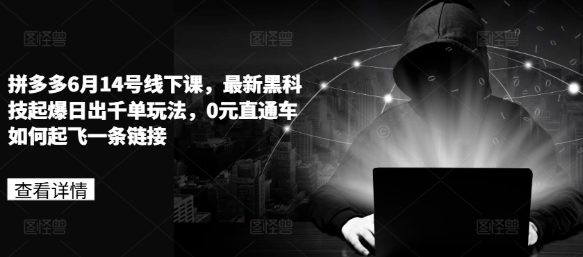 拼多多6月14号线下课，最新黑科技起爆日出千单玩法，0元直通车如何起飞一条链接-圆梦资源网