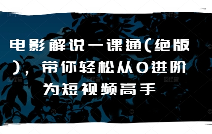 电影解说一课通(绝版)，带你轻松从0进阶为短视频高手-圆梦资源网
