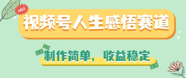 视频号人生感悟赛道，制作简单，收益稳定【揭秘】-圆梦资源网
