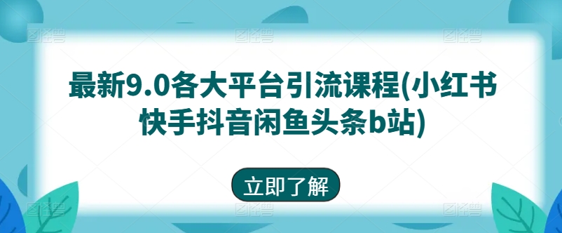 最新9.0各大平台引流课程(小红书快手抖音闲鱼头条b站)-圆梦资源网