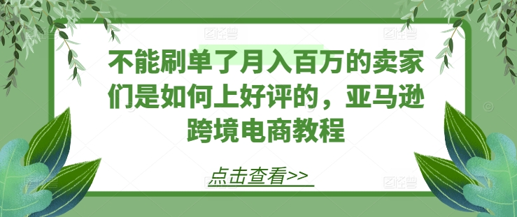 不能刷单了月入百万的卖家们是如何上好评的，亚马逊跨境电商教程-圆梦资源网