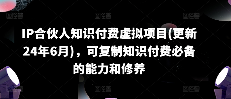 IP合伙人知识付费虚拟项目(更新24年6月)，可复制知识付费必备的能力和修养-圆梦资源网