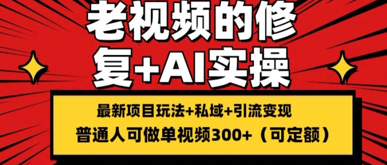修复老视频的玩法，搬砖+引流的变现(可持久)，单条收益300+【揭秘】-圆梦资源网
