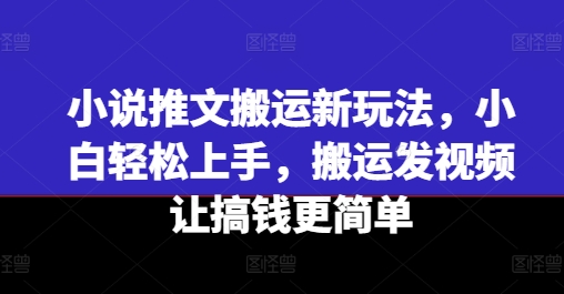 小说推文搬运新玩法，小白轻松上手，搬运发视频让搞钱更简单-圆梦资源网