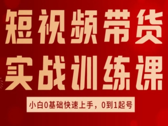短视频带货实战训练课，好物分享实操，小白0基础快速上手，0到1起号-圆梦资源网