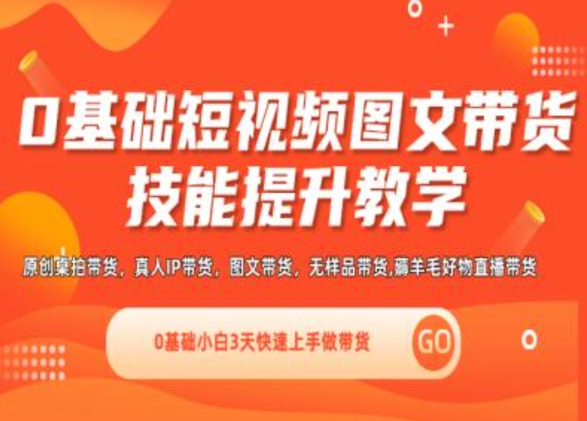 0基础短视频图文带货实操技能提升教学(直播课+视频课),0基础小白3天快速上手做带货-圆梦资源网