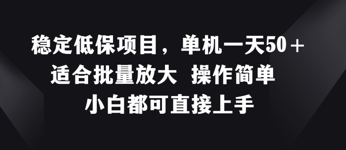 稳定低保项目，单机一天50+适合批量放大 操作简单 小白都可直接上手【揭秘】-圆梦资源网