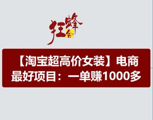 淘宝超高价女装项目，电商最好赛道，一单赚1000多-圆梦资源网