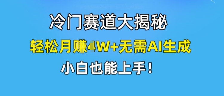 冷门赛道大揭秘，轻松月赚1W+无需AI生成，小白也能上手【揭秘】-圆梦资源网
